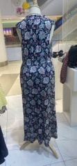 Đầm maxi hoa nơ cổ thun lạnh rayon