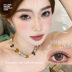 Kính áp tròng 6 tháng MILK TEA BROWN màu nâu sáng tây giãn tròng vừa GTRENDY - MC38