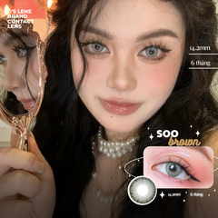 Kính áp tròng 6 tháng SOO BROWN màu nâu rêu sáng tây giãn tròng nhỏ GTRENDY - MC38