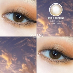 Kính Áp Tròng Lens Mắt NÂU BROWN Tự Nhiên Tây Sáng 0 Độ Cận, Dành Cho Mắt Không Cận Size Lens Giãn Ít Xs, S 14-14.2mm
