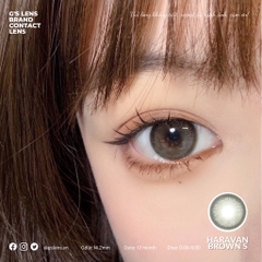 Lens Mắt Kính Áp Tròng Nâu Rêu Tự Nhiên Haravan Brown Giãn Ít Có Từ 0 Đến 7 Độ Lệch Độ Size S 14.2mm