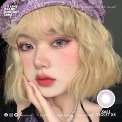 Lens Mắt Kính Áp Tròng Tím Tây Sáng Không Giãn X651 Violet Có Từ 0 Đến 6 Độ Lệch Độ Size Xs 14mm