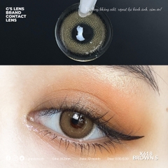 Lens Mắt Kính Áp Tròng Nâu Tây X618 Brown Giãn Ít Có Từ 0 Đến 6 Độ Lệch Độ Size S 14.2mm