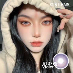 Lens Mắt Kính Áp Tròng Tím Hot Trend Douyin Tiktok Giãn Ít Size S 14.2mm Có 0 Đến 6 Độ Cận Lệch Độ ST3798 Violet G'S LEN