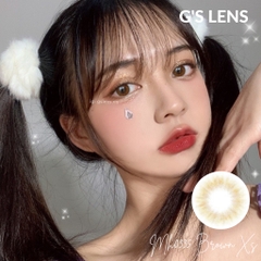 Kính Áp Tròng Lens Nâu Mật Ong Tự Nhiên Hot Douyin Size XS 14mm Có 0 Đến 6 Độ Cận Lệch Độ MH0335 Brown
