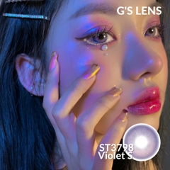 Lens Mắt Kính Áp Tròng Tím Hot Trend Douyin Tiktok Giãn Ít Size S 14.2mm Có 0 Đến 6 Độ Cận Lệch Độ ST3798 Violet G'S LEN