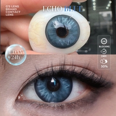 Kính áp tròng 1 ngày ECHO BLUE màu xanh dương sáng tây giãn tròng to GTRENDY - Realcon Color 50