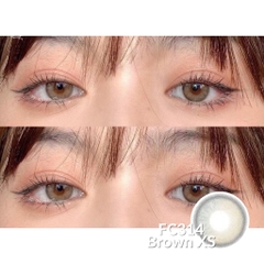 Lens Mắt Kính Áp Tròng Nâu Tự Nhiên Vân Xước Không Giãn Size Xs 14mm Có 0 Đến 7 Độ Cận Lệch Độ FC314 Brown G'S LENS
