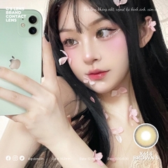 Lens Mắt Kính Áp Tròng Nâu Tây X618 Brown Giãn Ít Có Từ 0 Đến 6 Độ Lệch Độ Size S 14.2mm