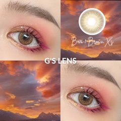 Kính Áp Tròng Lens Nâu Tây Sáng Vân Sóng Size XS 14mm Có 0 Đến 6 Độ Lệch Độ B406 Brown Xs