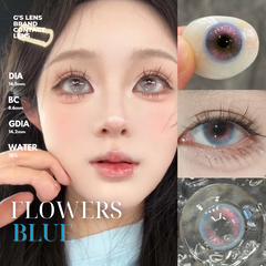 Kính áp tròng 6 tháng FLOWERS BLUE màu xanh dương sáng tây giãn tròng nhỏ GTRENDY - MCK1