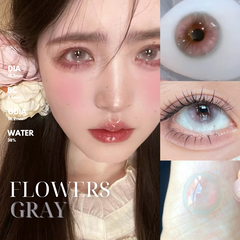 Kính áp tròng 6 tháng FLOWERS GRAY màu xám sáng tây giãn tròng nhỏ GTRENDY - MCK1