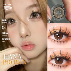 Kính áp tròng 6 tháng HANA BROWN màu nâu trầm tự nhiên giãn tròng vừa GTRENDY -