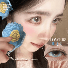 Kính áp tròng 6 tháng FLOWERS BLUE màu xanh dương sáng tây giãn tròng nhỏ GTRENDY - MCK1