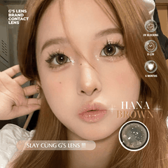 Kính áp tròng 6 tháng HANA BROWN màu nâu trầm tự nhiên giãn tròng vừa GTRENDY -