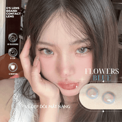 Kính áp tròng 6 tháng FLOWERS BLUE màu xanh dương sáng tây giãn tròng nhỏ GTRENDY - MCK1