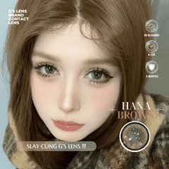 Kính áp tròng 6 tháng HANA BROWN màu nâu trầm tự nhiên giãn tròng vừa GTRENDY -