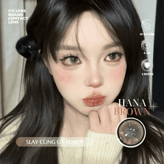 Kính áp tròng 6 tháng HANA BROWN màu nâu trầm tự nhiên giãn tròng vừa GTRENDY -