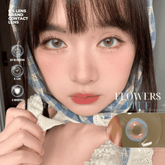 Kính áp tròng 6 tháng FLOWERS BLUE màu xanh dương sáng tây giãn tròng nhỏ GTRENDY - MCK1