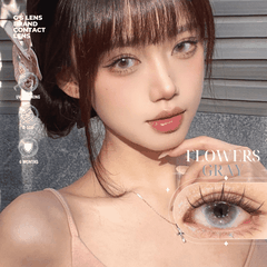 Kính áp tròng 6 tháng FLOWERS GRAY màu xám sáng tây giãn tròng nhỏ GTRENDY - MCK1