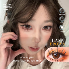 Kính áp tròng 6 tháng HANA BROWN màu nâu trầm tự nhiên giãn tròng vừa GTRENDY -
