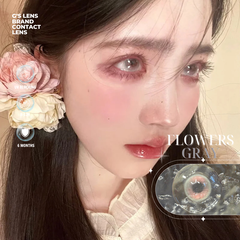 Kính áp tròng 6 tháng FLOWERS GRAY màu xám sáng tây giãn tròng nhỏ GTRENDY - MCK1