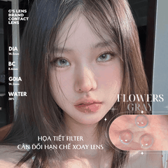 Kính áp tròng 6 tháng FLOWERS GRAY màu xám sáng tây giãn tròng nhỏ GTRENDY - MCK1