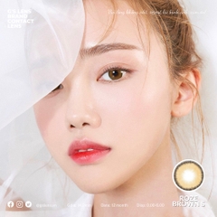 Lens Mắt Kính Áp Tròng Nâu Tự Nhiên Giãn Nhẹ ROZE BROWN 14.2mm Có Từ 0 Đến 6 Độ Cận