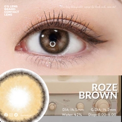 Lens Mắt Kính Áp Tròng Nâu Tự Nhiên Giãn Nhẹ ROZE BROWN 14.2mm Có Từ 0 Đến 6 Độ Cận