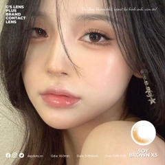 Lens mắt nâu hoàng hôn Sunset SOY BROWN không giãn XS có 0-8 độ lệch độ dành cho mắt nhạy cảm G'S LENS Polyhema Cao Cấp