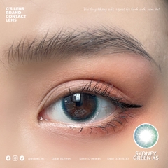 Lens Mắt Kính Áp Tròng Phối 2 Màu Vân Xoáy SYDNEY GREEN Giãn Ít Có Từ 0 Đến 6 Độ Lệch Độ Size S 14.2mm - GSLENS