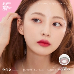 Lens mắt tím đỏ đất trầm SHIN VIOLET XS có 0-8 lệch độ dành cho mắt nhạy cảm G'S LENS PLUS+ Polyhema Cao Cấp