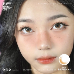 Lens mắt nâu hoàng hôn Sunset SOY BROWN không giãn XS có 0-8 độ lệch độ dành cho mắt nhạy cảm G'S LENS Polyhema Cao Cấp