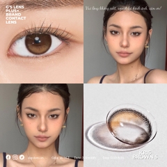 Lens mắt nâu Sunset tự nhiên KRIS BROWN Size S có 0-8 lệch độ dành cho mắt nhạy cảm G'S LENS PLUS+ Polyhema Cao Cấp