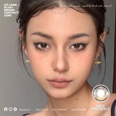 Lens mắt nâu Sunset tự nhiên KRIS BROWN Size S có 0-8 lệch độ dành cho mắt nhạy cảm G'S LENS PLUS+ Polyhema Cao Cấp