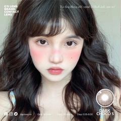 Lens mắt nâu choco vân xước DARK CHOCO giãn ít size S có 0-8 độ lệch độ dành cho mắt nhạy cảm G'S LENS Polyhema Cao Cấp
