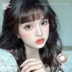 Lens mắt nâu choco vân xước DARK CHOCO giãn ít size S có 0-8 độ lệch độ dành cho mắt nhạy cảm G'S LENS Polyhema Cao Cấp