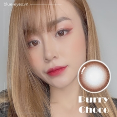 Lens mắt nâu tự nhiên PURRY CHOCO giãn ít size S có 0-8 độ lệch độ dành cho mắt nhạy cảm G'S LENS Polyhema Cao Cấp