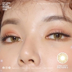 Lens mắt nâu tây vân xoáy TIAM BROWN size S có 0-8 độ lệch độ dành cho mắt nhạy cảm G'S LENS Polyhema Cao Cấp