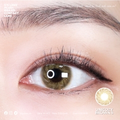 Lens mắt nâu tây vân xoáy TIAM BROWN size S có 0-8 độ lệch độ dành cho mắt nhạy cảm G'S LENS Polyhema Cao Cấp