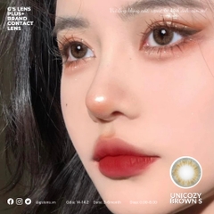 Lens mắt vân xước UNICOZY BROWN giãn ít size s có 0-8 độ lệch độ dành cho mắt nhạy cảm G'S LENS Polyhema Cao CấpBROW