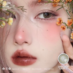 Lens mắt xám vân xước UNICOZY GRAY giãn ít size s có 0-8 độ lệch độ dành cho mắt nhạy cảm G'S LENS Polyhema Cao Cấp