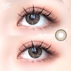 Lens Mắt Kính Áp Tròng Xám Nâu Tự Nhiên VIE BROWN Giãn Ít 14.2mm Có Từ 0 Đến 6 Độ Lệch Độ-G'S LENS
