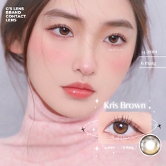 Lens mắt nâu Sunset tự nhiên KRIS BROWN Size S có 0-8 lệch độ dành cho mắt nhạy cảm G'S LENS PLUS+ Polyhema Cao Cấp