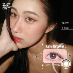 Lens mắt nâu Sunset tự nhiên KRIS BROWN Size S có 0-8 lệch độ dành cho mắt nhạy cảm G'S LENS PLUS+ Polyhema Cao Cấp
