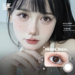 Kính Áp Tròng Lens Mắt Nâu Mono Choco Nâu Tối Giãn Tròng Siêu Ít, Không Giãn Size XS 14-14.2mm 0-6 Độ Cận