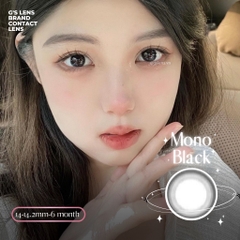 Lens Mắt Kính Áp Tròng Mono Black Đen Trơn Size Xs Không Giãn 14-14.2mm Có 0 Đến 6 Độ Lệch Độ  G'S LENS