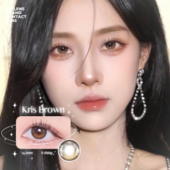 Kính áp tròng 6 tháng KRIS BROWN màu nâu tự nhiên giãn tròng nhỏ