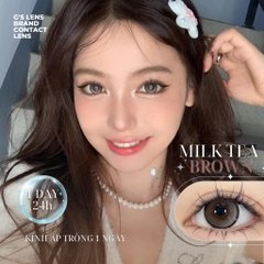 Kính áp tròng 1 ngày MILK TEA BROWN màu nâu sáng tây giãn tròng vừa GTRENDY