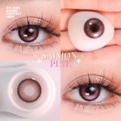Kính áp tròng 6 tháng SAIMON PINK màu hồng nâu sáng tây giãn tròng nhỏ - Louci